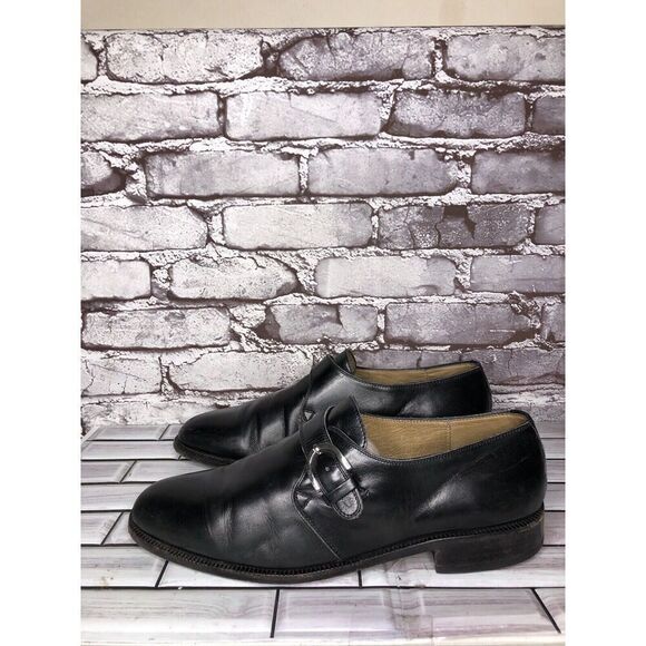 OGGI Black Leather Monk Strap Loafers Dress Shoes Men Sz 9M US/42EU - Picture 8 of 16